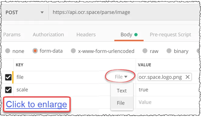 Upload PDF scan for OCR via Postman